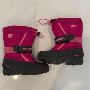 Sorel Fuchsia and Black Kids' Snow Boots